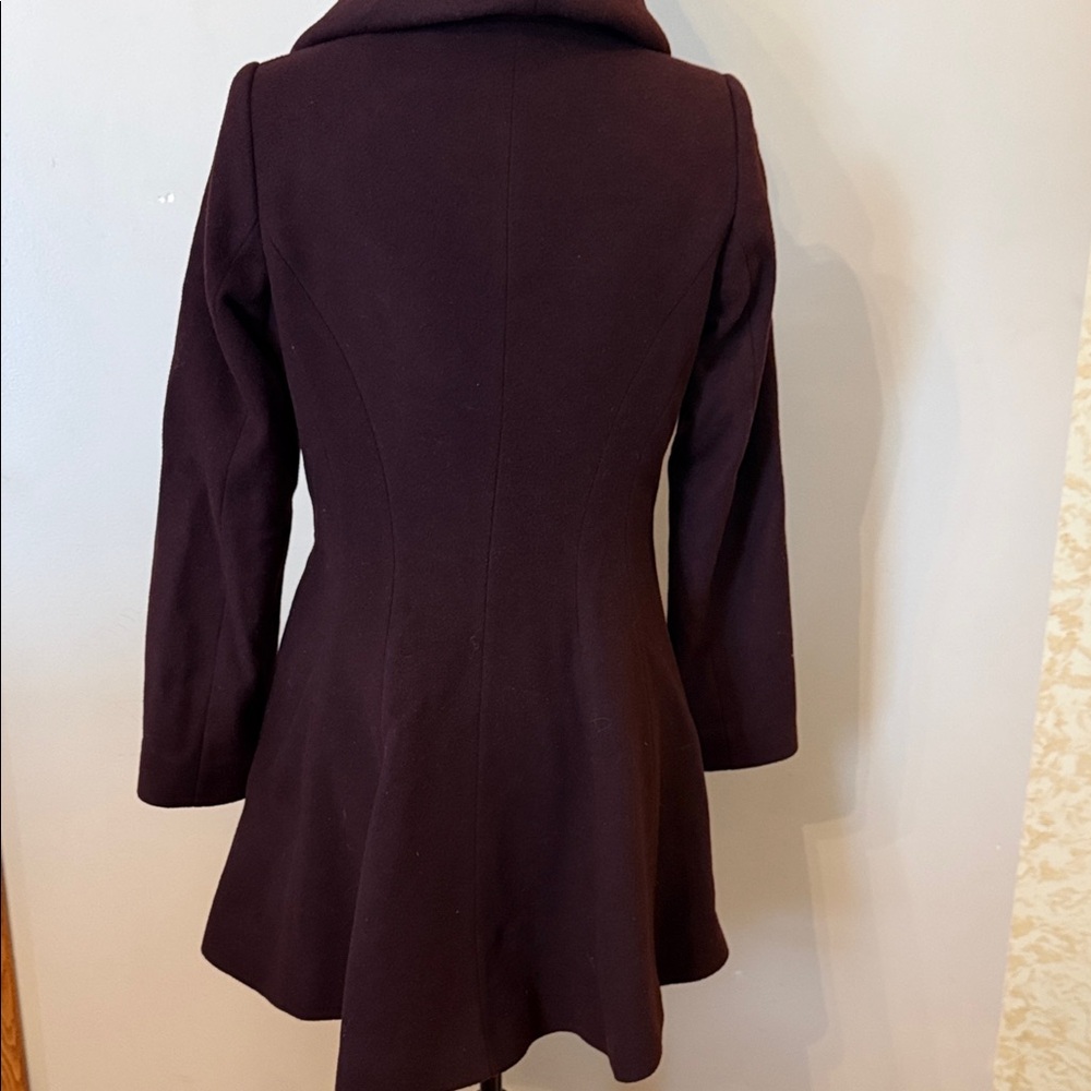 Trina Turk Hooded Swing Coat in Rich Burgundy - Picture 4 of 9